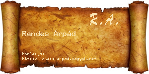 Rendes Árpád névjegykártya